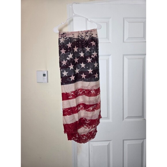 USA Flag Printed Sheer Wrap Scarf for Women Lightweight Patriotic Shawl - Picture 8 of 8